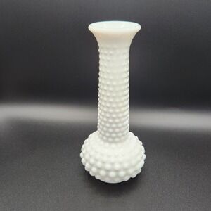 E. O. Brody White Milk Glass Hobnail Bud Vase